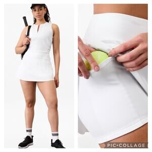 Athleta Ace Skort White Tennis Skirt Plus Size 1X Lined Shorts 13.5" Long